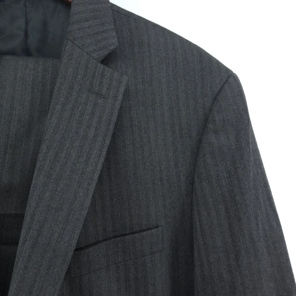 Jos. A. Bank 1905 Mens Suit Wool Charcoal Herringbone 43R 34x31 Tailored Fit